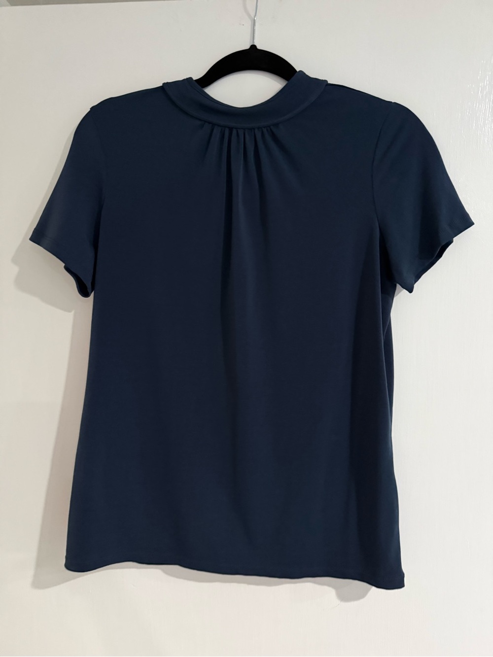 Banana Republic Navy Short-Sleeve Mock Neck Blouse